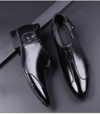 Men's Business Formal Wear Genuine Leather Black Patent Leather Shoes Men's Trendy Shoes for Work Spring and Autumn Korean Style British Pointed Toe Men's Shoes