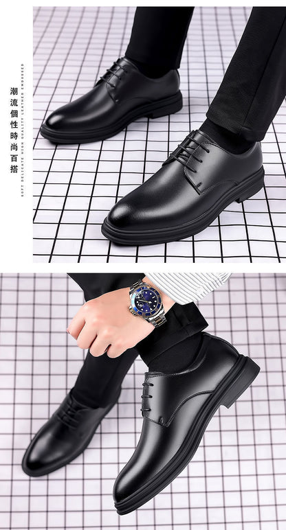 [Real soft leather] men's lace-up business formal wear high-end soft soft leather men's shoes high non-slip wear-resistant casual leather shoes