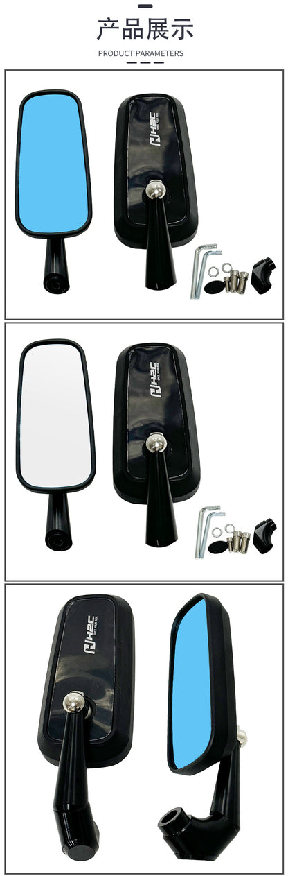 Motorcycle modification universal semi-CNC aluminum alloy rearview mirror mirror blue/chrome mirror anti-glare mirror H2C