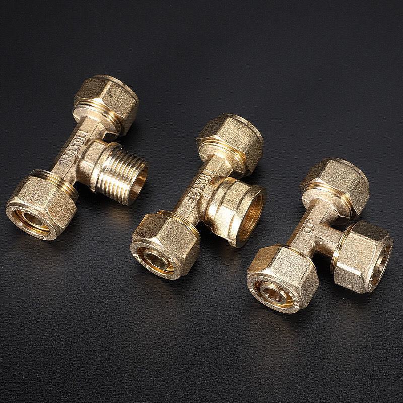 1216 Aluminum plastic pipe copper joint 4 points directly bent through tee four points copper pipe fittings solar water heater accessories