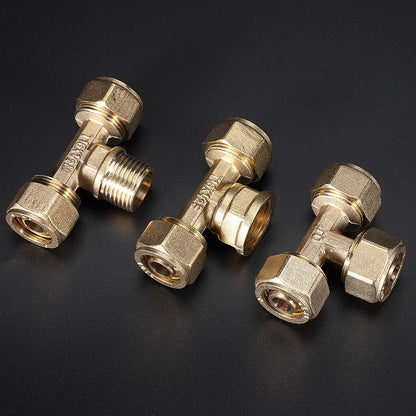 1216 Aluminum plastic pipe copper joint 4 points directly bent through tee four points copper pipe fittings solar water heater accessories