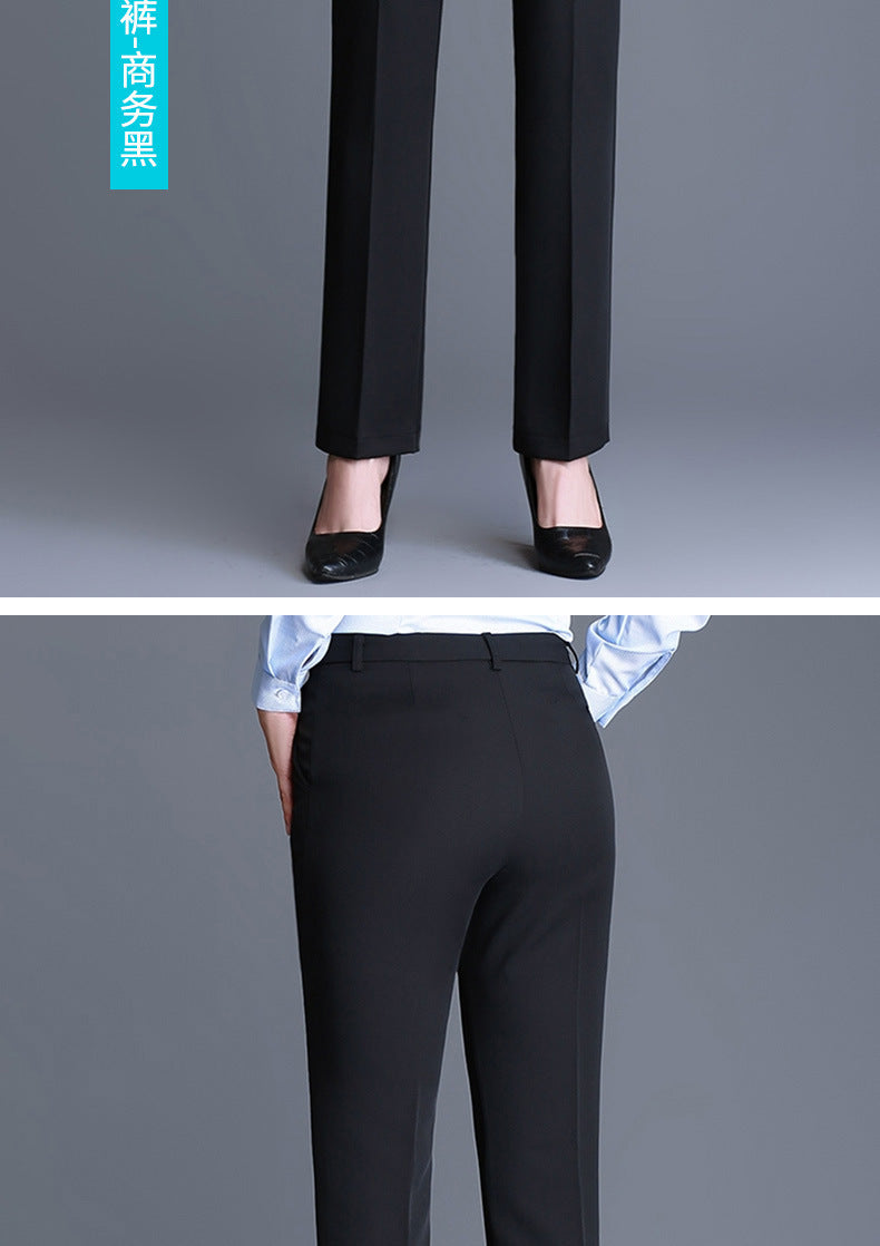 Trousers Women's Black Work Professional Straight-Leg Women's Pants High Waist Work Dress Pants Slim Look Suit Pants Draped Pants