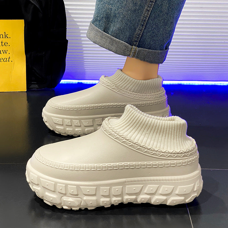 Winter Cross-Border Thick-Soled Cotton Slippers for Couples with Tire Soles, Warm Socks and Shoes for Men, Cotton Tow