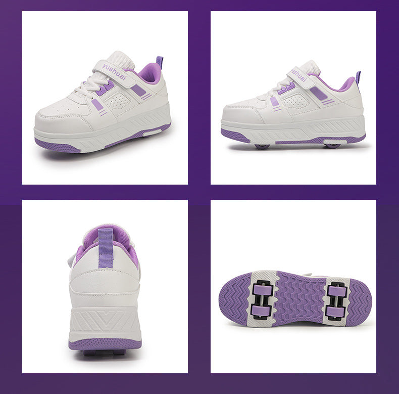 New heloo shoes two-wheel roller shoes children with wheels shoes girls skates student deformation shoes wholesale