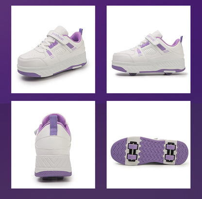 New heloo shoes two-wheel roller shoes children with wheels shoes girls skates student deformation shoes wholesale