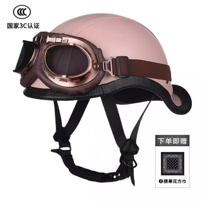 New National Standard 3C Retro Flip-Up Helmet for Women, Motorcycle Half-Helmet for Men, Electric Scooter Helmet, Cruiser Helmet for Riding