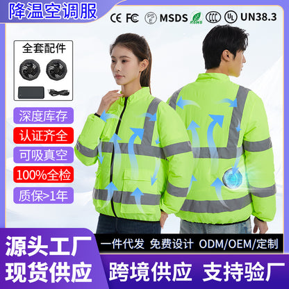 New Summer Fan Clothes Construction Site Cooling Air-Conditioning Clothes Outdoor Reflective Strip Air-Conditioning Clothes Men's Style with Fan