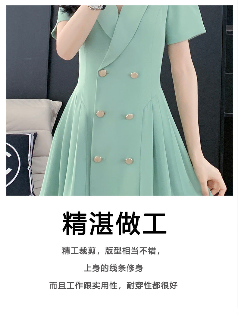 French Hepburn Style Small Black Dress High Sense High Cold Royal Sister Fried Street Small Fragrance Style Pleated Professional Suit dress Summer