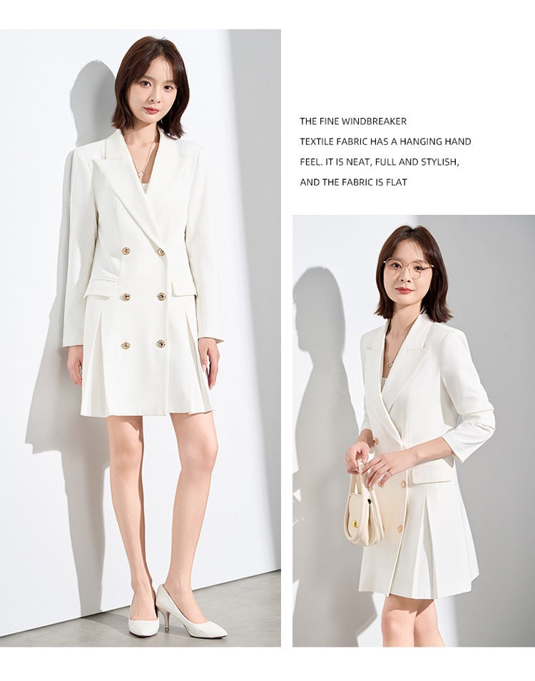 French Hepburn Style Small Black Dress High Sense High Cold Royal Sister Fried Street Small Fragrance Style Pleated Professional Suit dress Summer