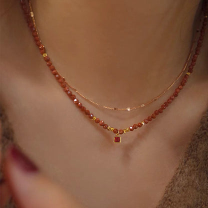 Natural Freshwater Pearl Necklace Imported Zircon Beaded Cutting High-grade Sense Exquisite All-match Love Pendant Necklace Women