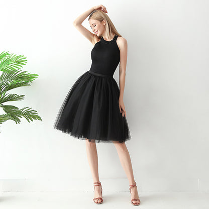 Europe and the United States high waist mesh skirt Tutu skirt strength manufacturers 7 65cm elastic waist cross-border Net red skirt adult
