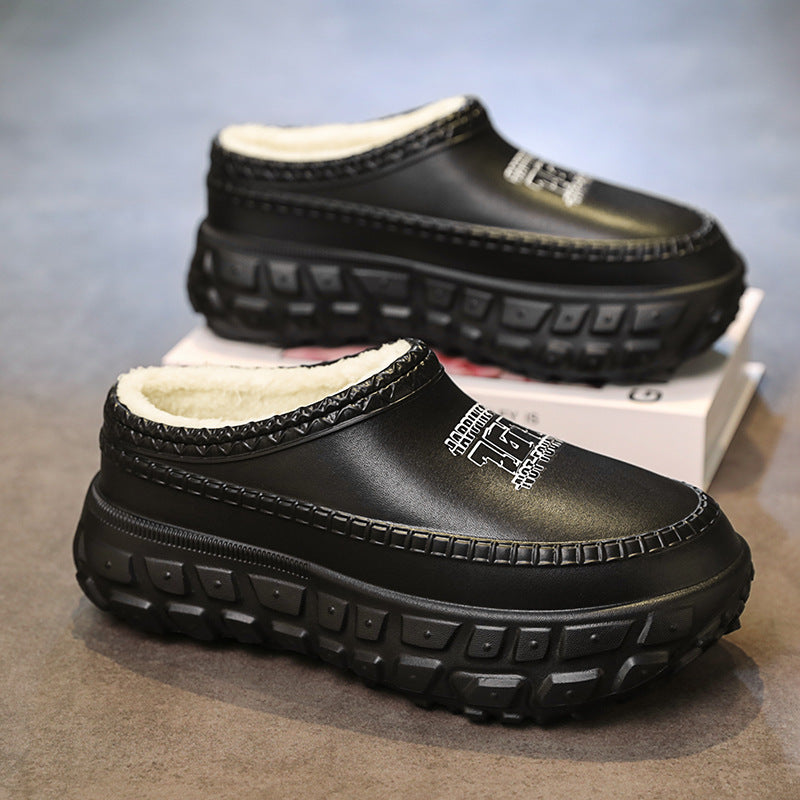 Men's Cotton Slippers Winter 2025 New Home Cross-Border Fleece Chef Cotton Shoes for Outdoor Wear, Non-Slip Waterproof Closed-Toe Cotton Shoes