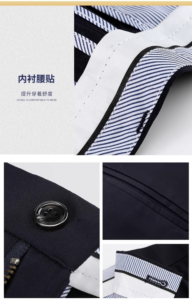 Business Pants Men's Casual Pants Summer Ultra-thin Stretch Ice Silk Men's Pants Middle-aged Loose Straight Suit Pants