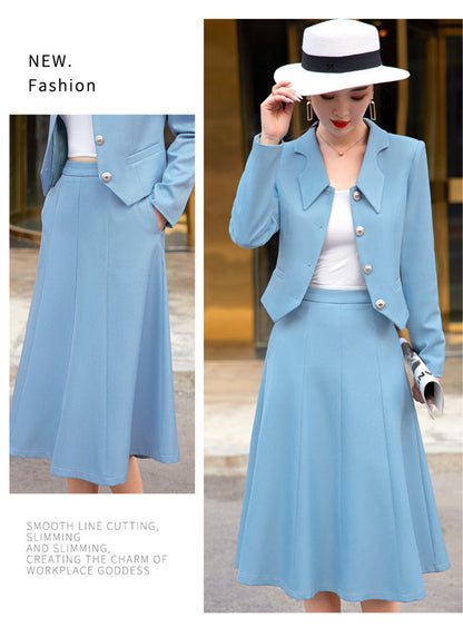 French style black dress Women's Spring and Autumn New retro high-grade elegant socialite high-end suit two-piece suit