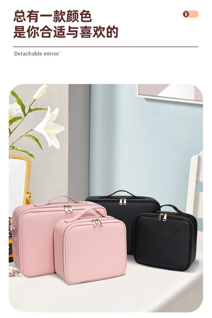 Makeup Case with Light and Mirror, Led Makeup Bag, Large Capacity Makeup Box, Storage Box, Storage Bag, Multifunctional