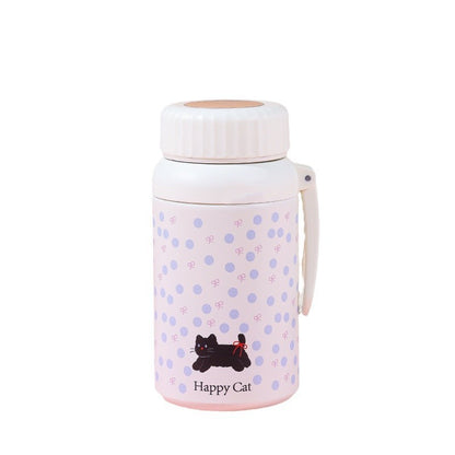 Cartoon cute high-value large-capacity new thermos stainless steel outdoor sports portable rope coffee cup
