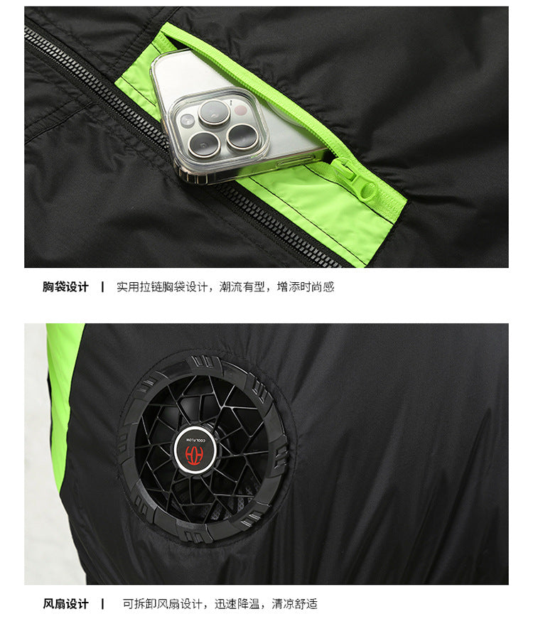 Summer new short-sleeved heatstroke prevention and cooling with fan air conditioning clothing men's work charging refrigeration welder cooling overalls