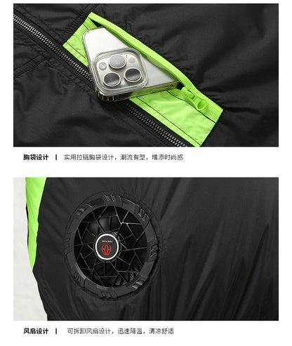 Summer new short-sleeved heatstroke prevention and cooling with fan air conditioning clothing men's work charging refrigeration welder cooling overalls