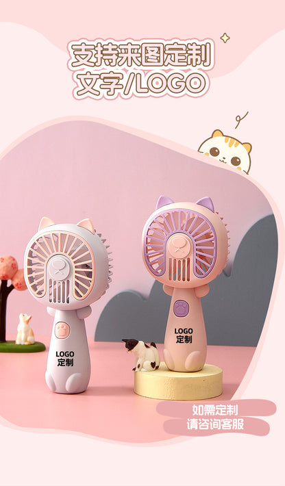 New cartoon mini fan summer outdoor portable USB rechargeable fan student dormitory desktop fan