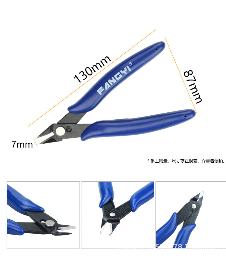 170 Oblique Nose Pliers Pointed-nose Pliers Water-mouth Pliers Gundam Split Cool Model Small Blue Oblique-mouth Pliers Cable Tie-cutting Pliers Fruit Cutters