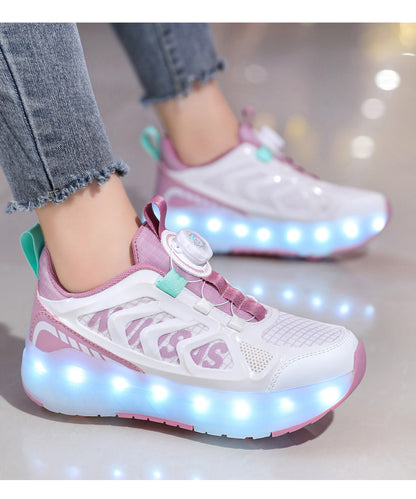 Cross-Border Children's Four-Wheel Roller Shoes, Boys' Light-Up Shoes, Detachable Girls' Student Sports Shoes, Children's Roller Skating Shoes