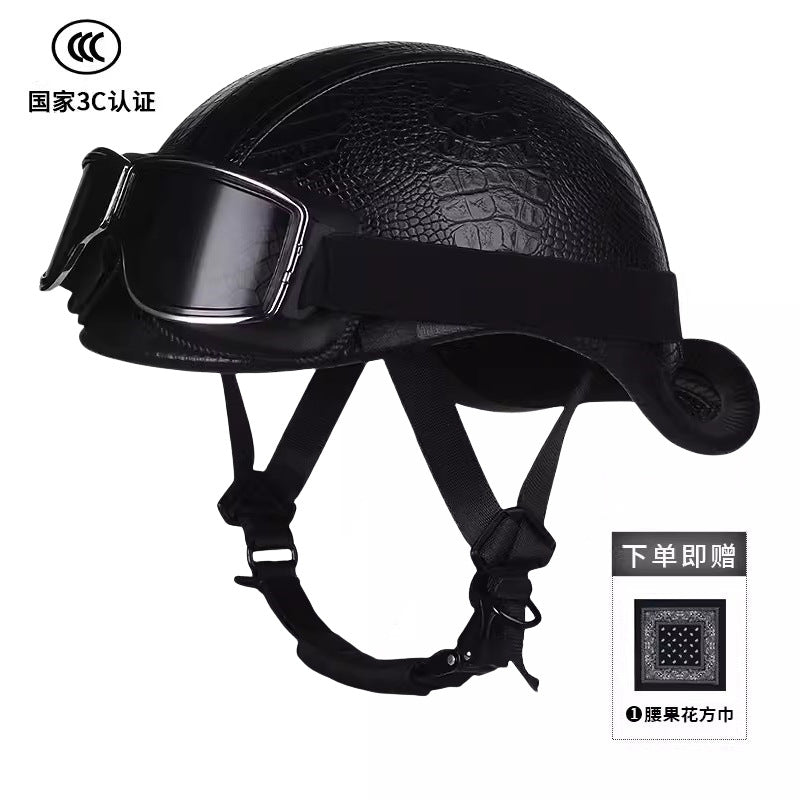 New National Standard 3C Retro Flip-Up Helmet for Women, Motorcycle Half-Helmet for Men, Electric Scooter Helmet, Cruiser Helmet for Riding