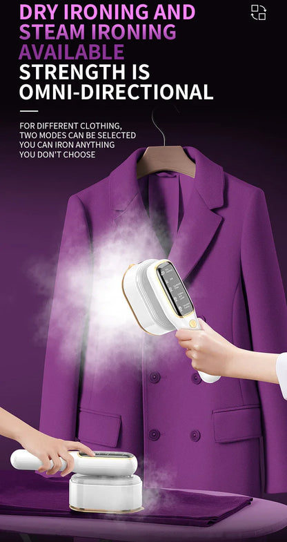 New LED Digital Display Smart Steam Iron Portable Folding Handheld Hanging Ironing Machine 1000W Home Ironing Machine
