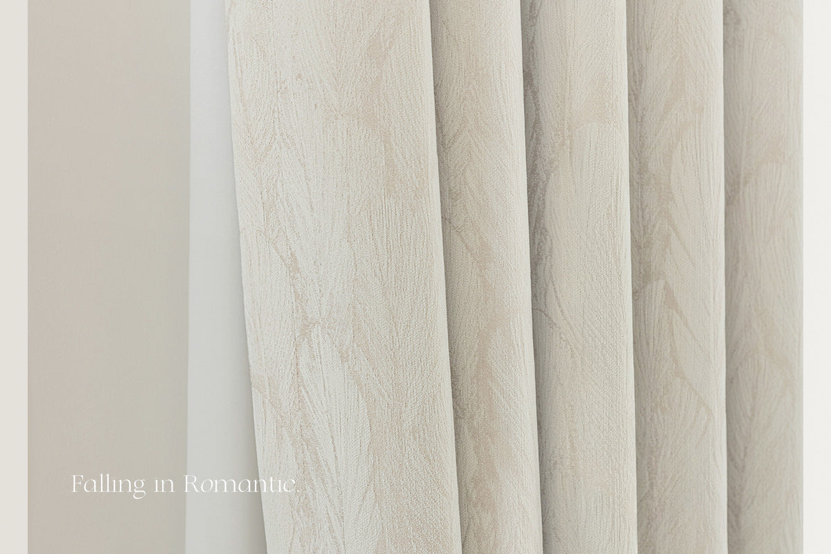 Cream Style Jacquard Curtain for Bedroom Premium Chenille Shading Living Room Bedroom French Light Luxury Shaoxing Curtain
