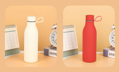 Cross-border American Style Sports Water Cup with Handle Outdoor Thermos 304 Stainless Steel Small Mouth Bottle Sports Frosted Water Bottle