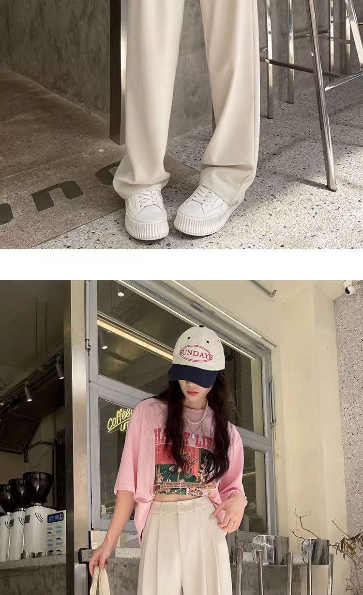 Gray Suit Pants for Women Spring and Summer New High-Waisted Double Pleated Slim Floor-Length Trousers Casual Straight Wide-Leg Pants