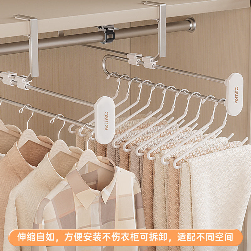 Pull-out trouser rack telescopic slide rail top trouser hanger clothes rail wardrobe built-in pants hanging pants hanging storage wholesale
