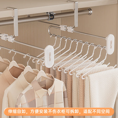 Pull-out trouser rack telescopic slide rail top trouser hanger clothes rail wardrobe built-in pants hanging pants hanging storage wholesale