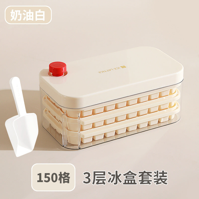 Ice Cube Mold Food Grade Household Pressed Ice Tray Large Capacity Ice Cube Storage Box Refrigerator Homemade Frozen Ice Artifact