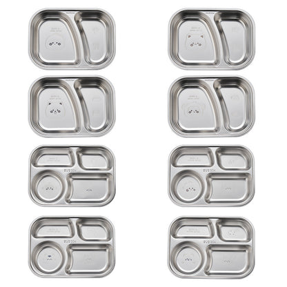Hongjun Da 304 Stainless Steel Dinner Plate with Cartoon Patterns, Children's Dinner Plate, Kindergarten Divided Plate, Baby Food Plate