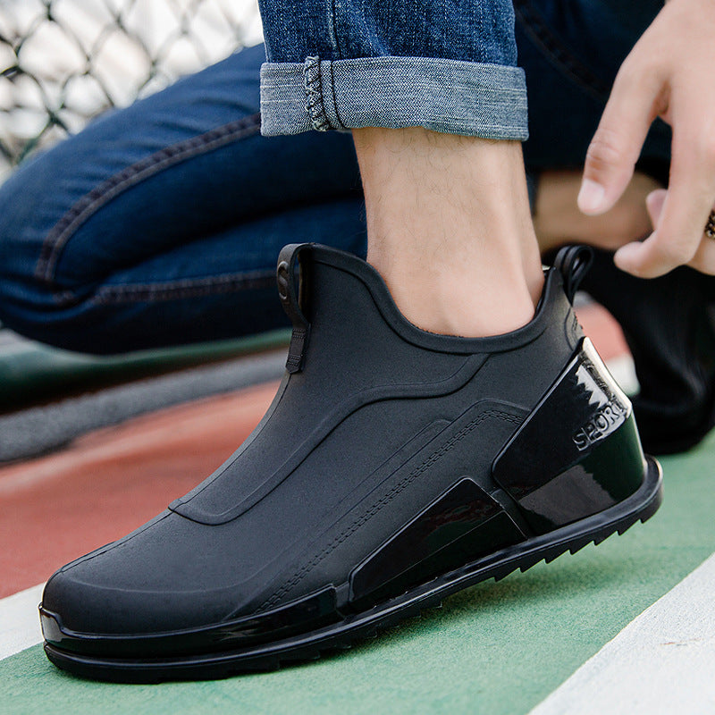 Cross-border Explosions Fashion Rain Boots Men's Non-slip Rubber Shoes Thick Sole Wear-resistant Outer Wear Rain Boots Non-slip Kitchen Water Shoes Men