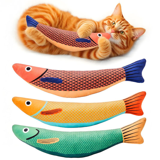 Cat Toy Fish Simulation Mint Self-Entertainment Boredom Relief Chew-Resistant Teasing Cat Stick Kitten Pet Supplies