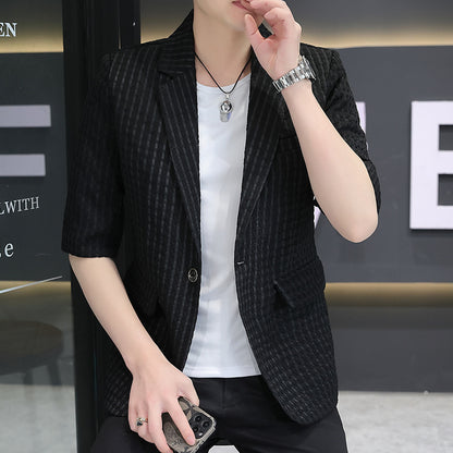 Summer half sleeve thin suit Korean style men's half sleeve fashionable fashionable jacket slim fit trendy summer small suit