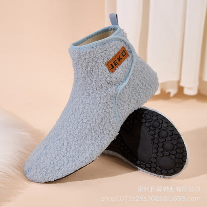 Cross-Border Large Size Shein Winter New Women's Velcro Home Indoor Non-Slip Warm Long Plush Snow Boots