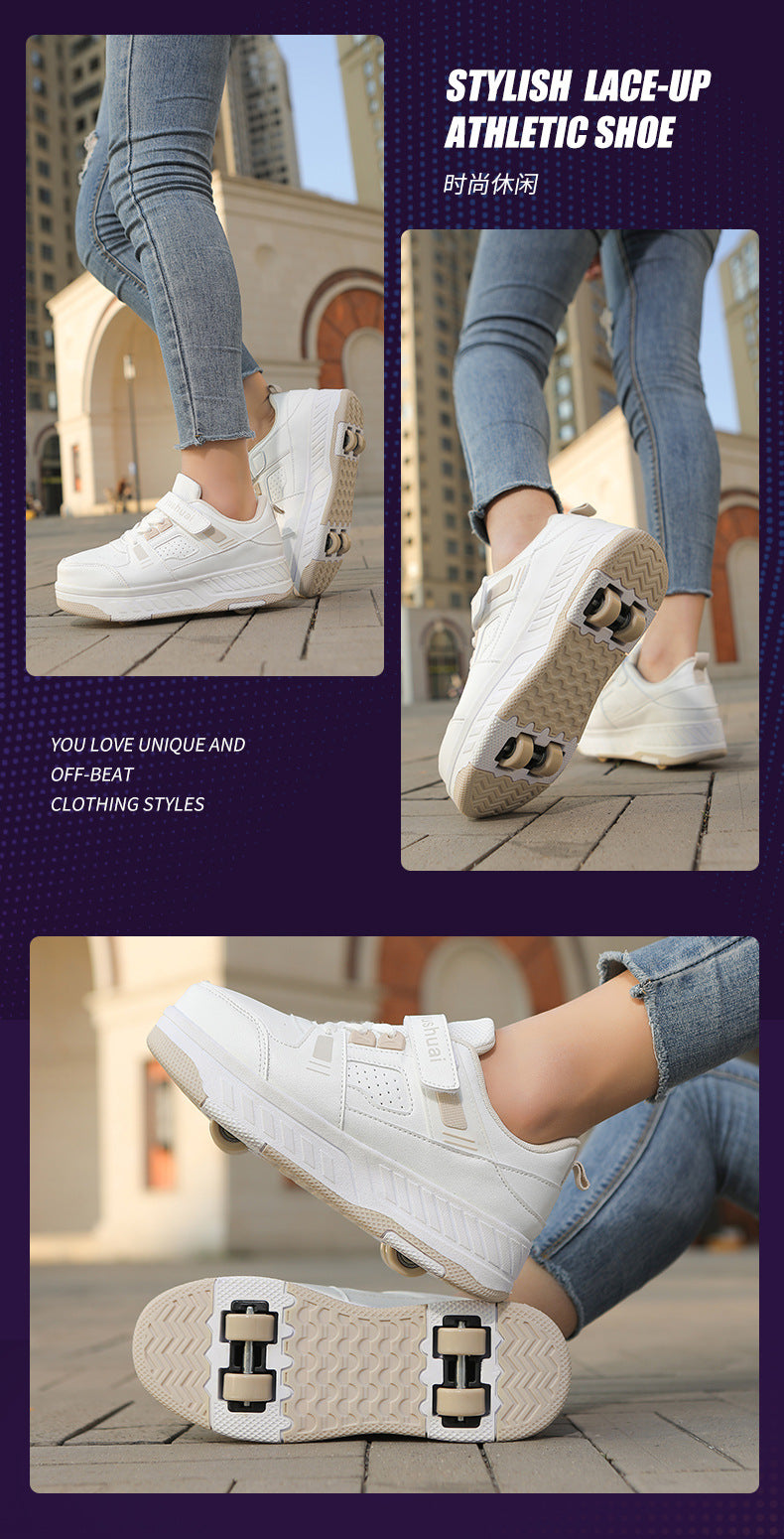 New heloo shoes two-wheel roller shoes children with wheels shoes girls skates student deformation shoes wholesale