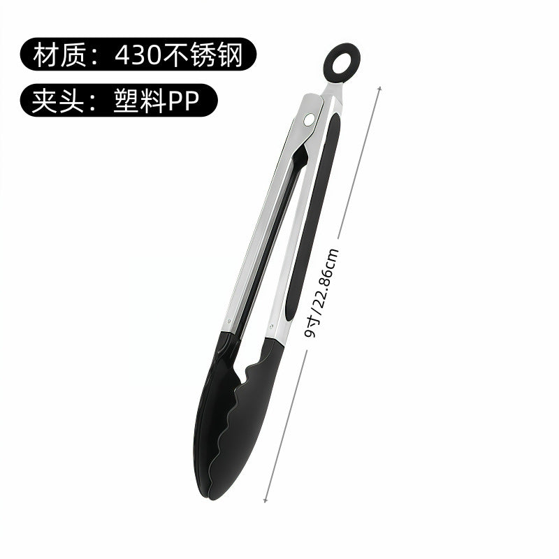 Silicone Clips for Kitchen Non-Stick Pans, Anti-Scalding and High Temperature Resistance, Household Barbecue and Steak Special Set, Stainless Steel Food Clips