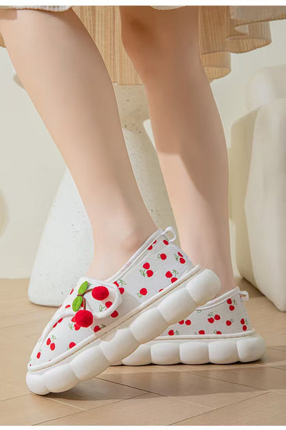 25 Maternity Postpartum Shoes for Summer, Comfortable Thin Style, Closed-Back Slippers for Postpartum Women, Non-Slip Thick-Soled Soft-Soled Cotton Shoes with Tassels