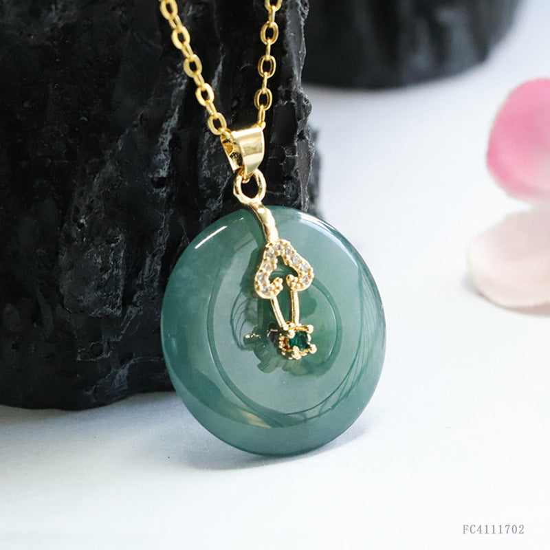 Guan Yu Natural Grade a Jade Peace Pendant Blue Water Jade Necklace Jewelry Wholesale Live Streaming S4111702