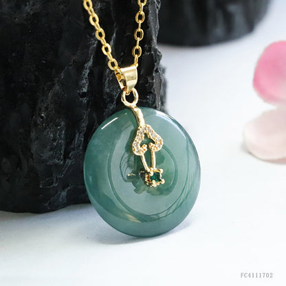 Guan Yu Natural Grade a Jade Peace Pendant Blue Water Jade Necklace Jewelry Wholesale Live Streaming S4111702