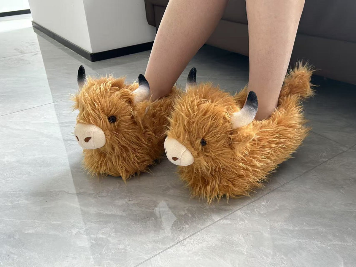 Imitation Yak Cotton Slippers Autumn and Winter Home Floor Stupid Cow Platform Cotton Shoes Cute Outer Wear Comfortable Slippers for Women