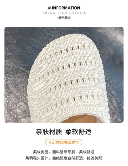 New Foreign Trade French Niche Hollow Toe Half Slippers for Women Summer Cross-Border Wear Roman Style Soft-Soled Mule Shoes