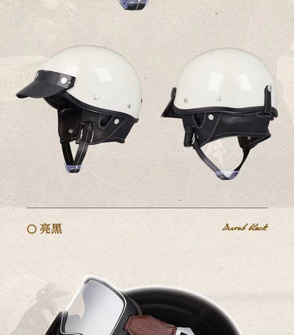Retro Helmet Motorcycle Half Helmet 3C National Standard Summer Women's Men's Motorcycle Helmet Electric Vehicle Japanese Safety Helmet
