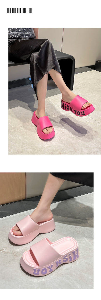 2025 Popular Height-Increasing Slippers for Women, Thickened, Soft, Comfortable, Non-Slip, Daily Beach Shower Universal Trendy Slippers