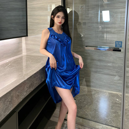New plus size Pure Desire Nightdress Temptation Small Chest Big Sexy Nightdress Sexy Lace Low-cut suit 4002