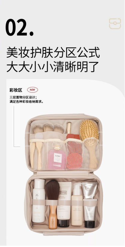 LED with Mirror Cosmetic Bag Light Luxury High-end Toiletry Bag 2024 New Portable Large Capacity Brush Transparent Ins
