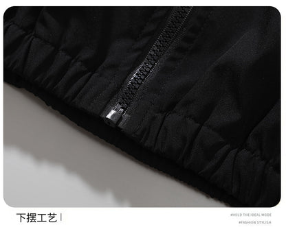 Russian Foreign Trade Trendy Brand Reflective Patchwork Stand-Up Collar Jacket Spring and Autumn Loose Sports Casual Jacket for Men